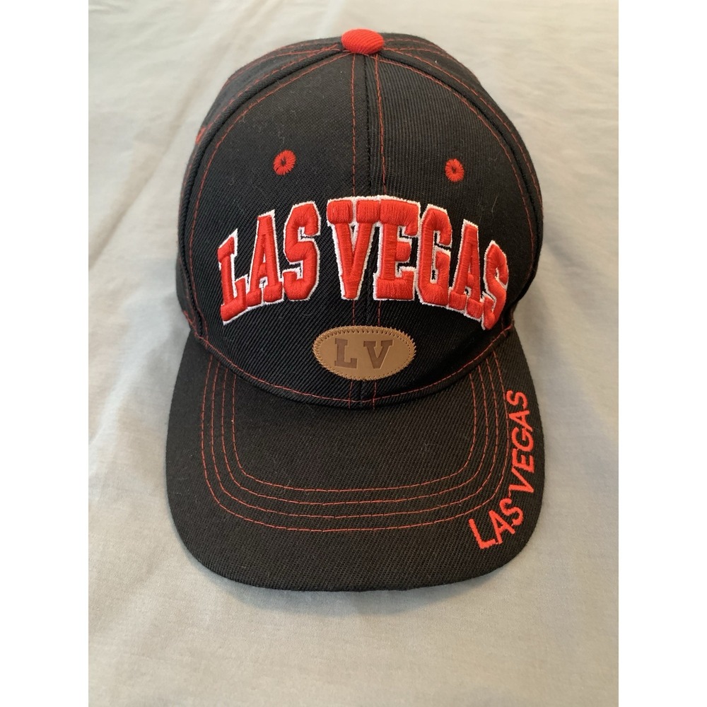Embroidered Las Vegas Black & Red Ball Cap Hook & Loop Closure